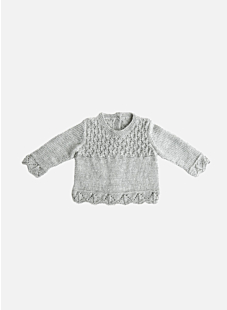 Baby sweater with lacy edging