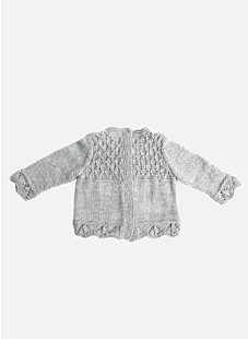 Baby sweater with lacy edging