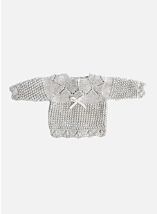 Baby sweater with lacy edging
