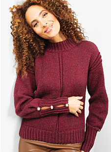 High neck sweater with buttoned sleeves