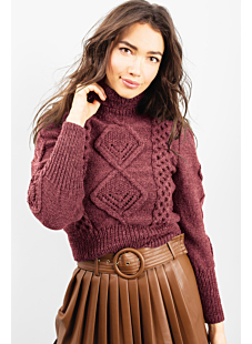 Cable sweater with wide sleeves