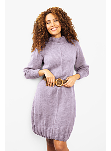 Long-sleeved flared dress with high neck