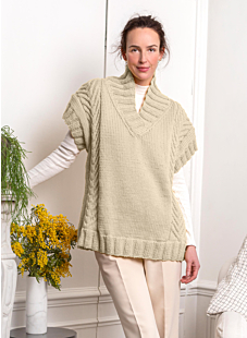 Over-Sweater with shawl collar & cables