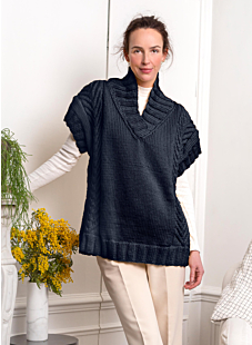 Over-Sweater with shawl collar & cables