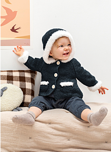 Baby Garter Stitch coat with hood