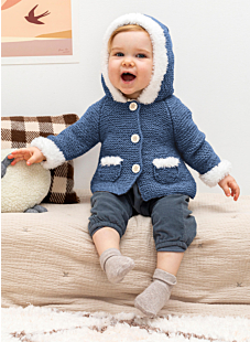 Baby Garter Stitch coat with hood