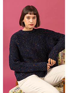 Garter stitch sweater with patterned edgings