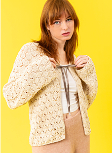 Lace cardigan, ribbon ties Cléo