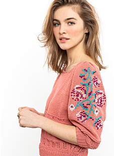 Yoke sweater with large collar