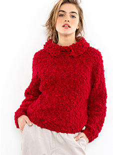Yoke sweater with large collar