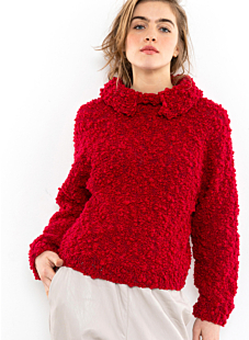 Yoke sweater with large collar