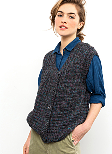 Sleeveless cardigan with asymmetric neck
