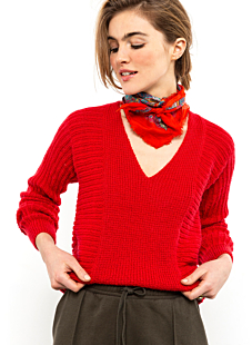 Multi rib V neck sweater