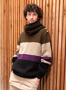 Striped garter stitch snood