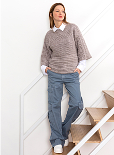 Boat neck cabled sweater