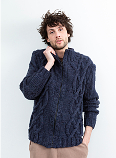 Large men’s cardigan with zip & cables