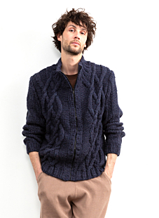 Large men’s cardigan with zip & cables