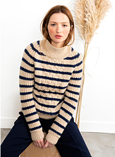 Cabled navy sweater