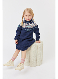 Dress with intarsia yoke
