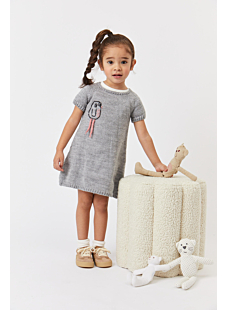 Embroidered dress with short sleeves