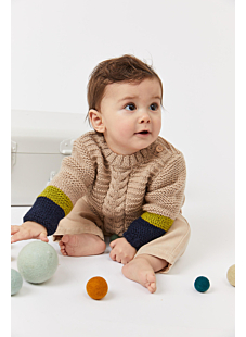 3 colour central cable sweater