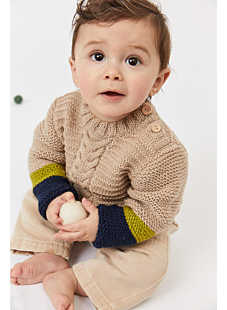 3 colour central cable sweater