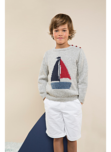 Intarsia round neck sweater