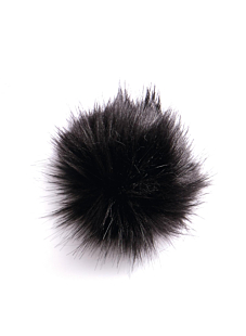 Black pompom with press stud, Ø 15 cm