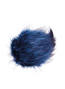 Blue Synthetic Fur Pompom with Press Stud - 15 cm Diameter