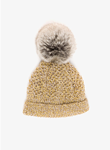 Hat with fur pompom