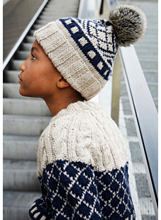 Intarsia sweater with cables