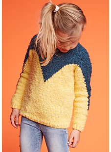 Two color sweater with round collar