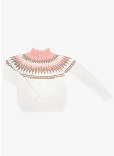 Cable sweater with Jacquard yoke