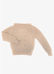 Wide neck sweater with big cable down the middle