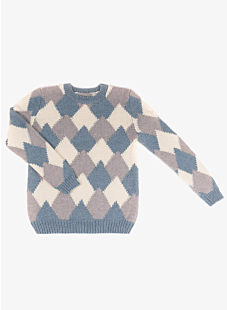 Round-necked retro style Jacquard sweater