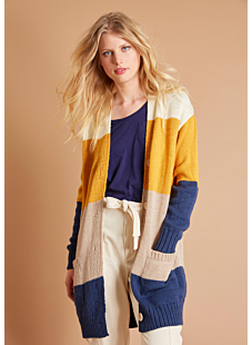 Long colour banded cardigan
