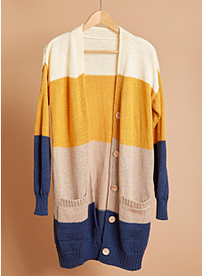 Long colour banded cardigan