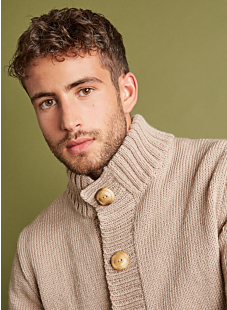High neck stocking stitch cardigan