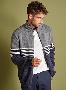 High-neck zip-up cardigan