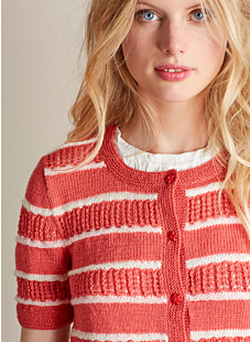 Short sleeved cardigan with openwork panels