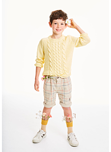 Cable-knit sweater with saddle sleeves