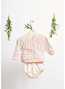 Circular yoke cardigan with openwork detailing