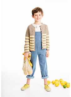 Circular yoke striped cardigan