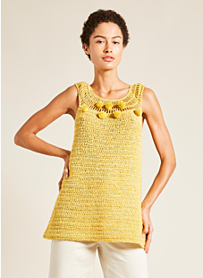 Crochet top with openwork neck