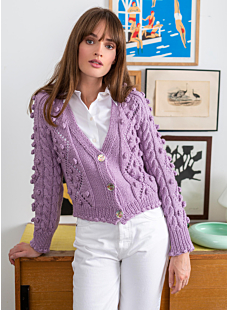 Lacy cardigan with V-nek and bobbles