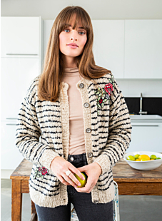 Striped cardigan with round collar