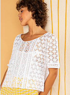 Crochet short sleeve sweater