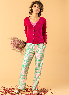 Cardigan with lace borders