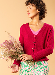 Cardigan with lace borders