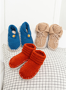 Garter stitch unisex slippers